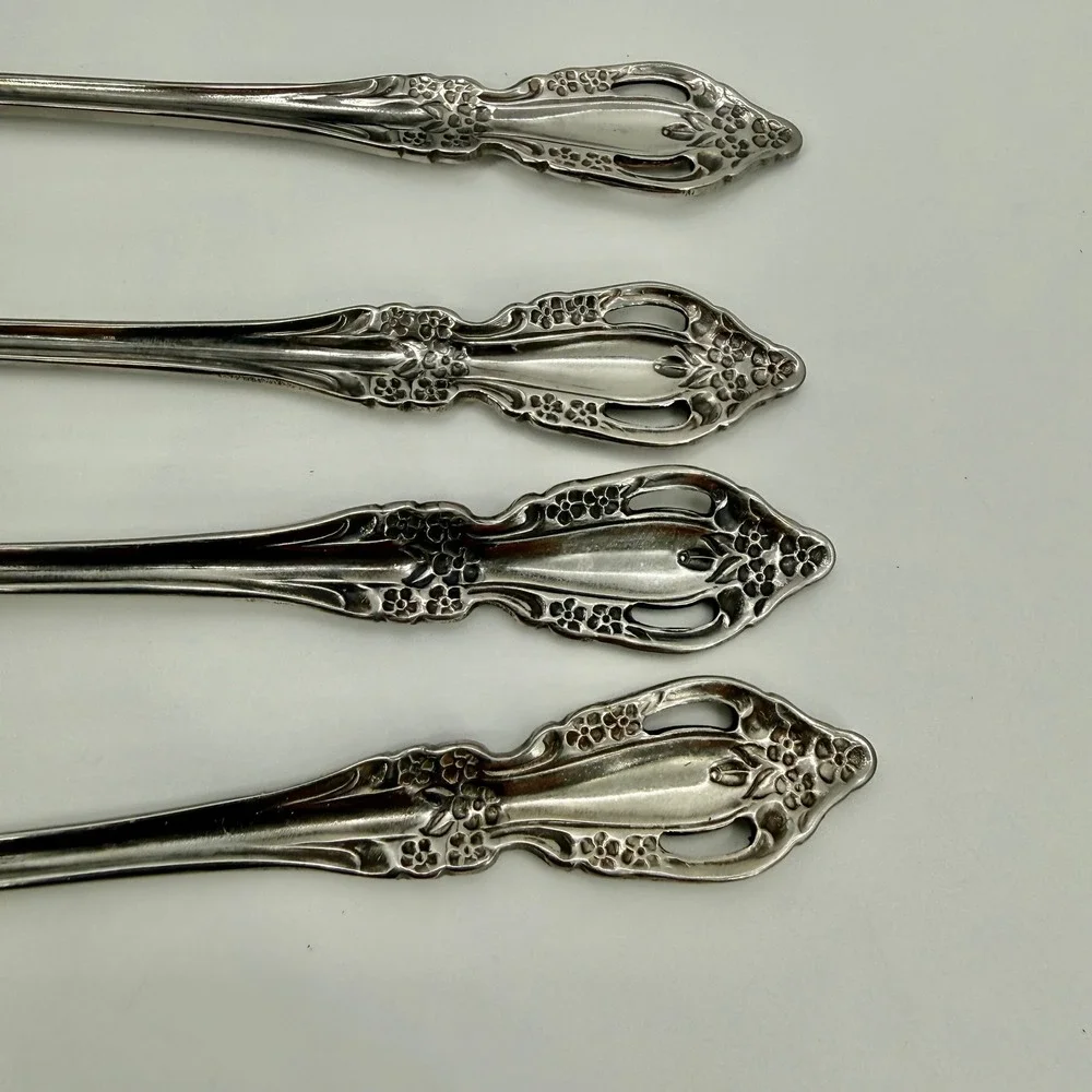 Oneida Distinction Deluxe Raphael Stainless Steel Set 4 Ice Tea Spoons 7.5